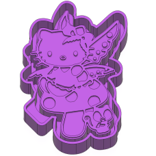 hello kitty on mushroom with squirrel Freshie STL Mold Housing hello kitty on mushroom with squirrel Freshie STL Mold Housing
