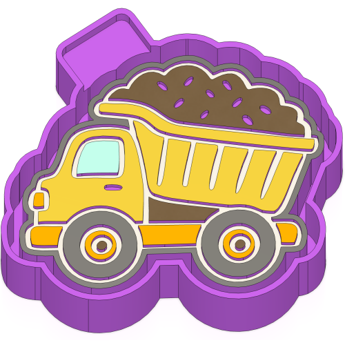 Dump Truck Cartoon Debossed Freshie STL Mold Housing - Mold2Molds Dump Truck Cartoon Debossed Freshie STL Mold Housing - Mold2Molds