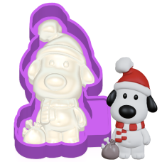 3D Santa Dog Freshie STL Mold Housing