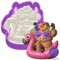 3D Flamingo Float Highland Cow Summer Freshie STL Mold Housing 3D Flamingo Float Highland Cow Summer Freshie STL Mold Housing