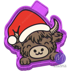 Highland Cow Christmas Freshie STL Mold Housing