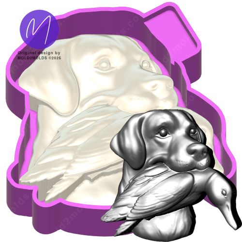 3D Hunting dog with duck Freshie STL Mold Housing - Mold2Molds