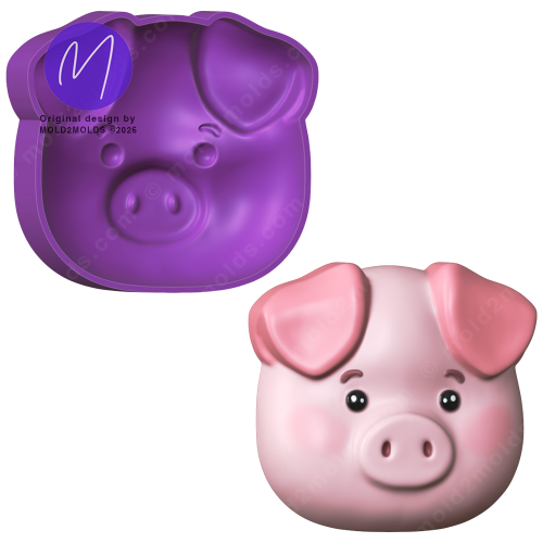 3D Pig Face Bath Bomb STL Mold - Mold2Molds