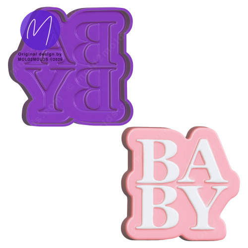 3D Baby Text Bath Bomb STL Mold - Mold2Molds
