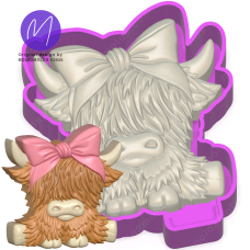 3D Cute Baby Highland cow with bow Freshie STL Mold Housing 3D Cute Baby Highland cow with bow Freshie STL Mold Housing
