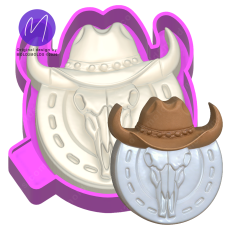 3D Western Bull Skull with Cowboy Hat Freshie STL Mold Housing 3D Western Bull Skull with Cowboy Hat Freshie STL Mold Housing