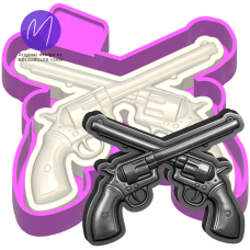3D crossed pistols Freshie STL Mold Housing