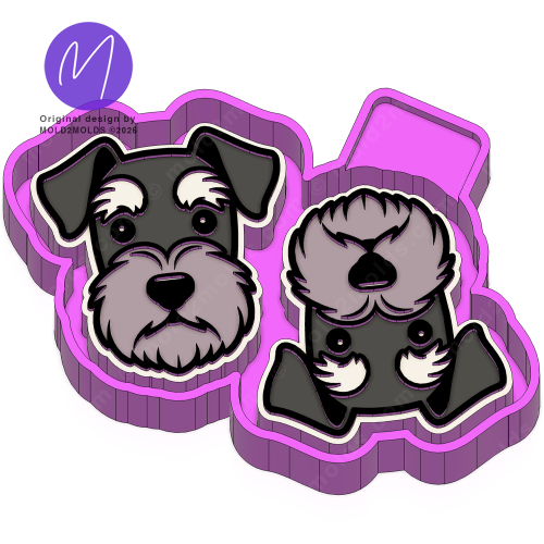 Schnauzer dog head vent clip Freshie STL Mold Housing - Mold2Molds Schnauzer dog head vent clip Freshie STL Mold Housing - Mold2Molds