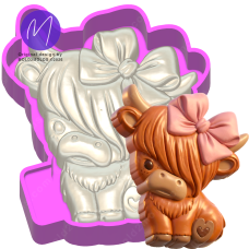 3D Baby Highland Cow with Bow Freshie STL Mold Housing 3D Baby Highland Cow with Bow Freshie STL Mold Housing