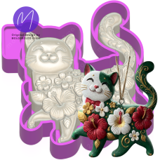 3D Floral Cat Freshie STL Mold Housing