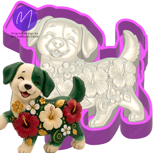 3D Floral Dog Freshie STL Mold Housing - Mold2Molds