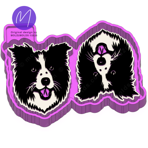 Border Collie Dog Head Vent Clip Freshie STL Mold Housing - Mold2Molds