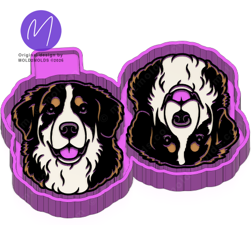 Bernese Mountain Dog Head Vent Clip Freshie STL Mold Housing - Mold2Molds