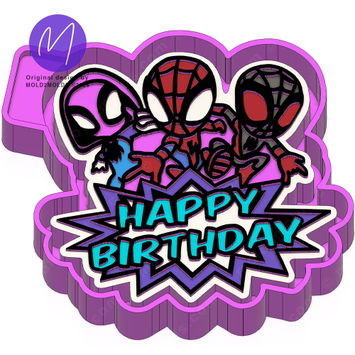 Spider Man Happy Birthday Freshie STL Mold Housing - Mold2Molds Spider Man Happy Birthday Freshie STL Mold Housing - Mold2Molds