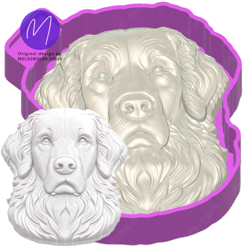 3D Golden Retriever Dog Head Freshie STL Mold Housing - Mold2Molds 3D Golden Retriever Dog Head Freshie STL Mold Housing - Mold2Molds