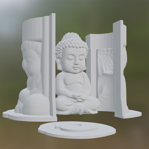 3PC-buddha - Cute Buddha Candle Mold - Silicone Mold Housing